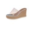 One Word with Transparent Outer High Heel Waterproof Table Thick Heel Cool Slippers 2025 New Women's Summer Outer Wear