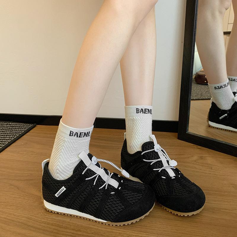 2025 new summer fashion versatile casual sports shoes women's thick-soled heightening breathable mesh running shoes