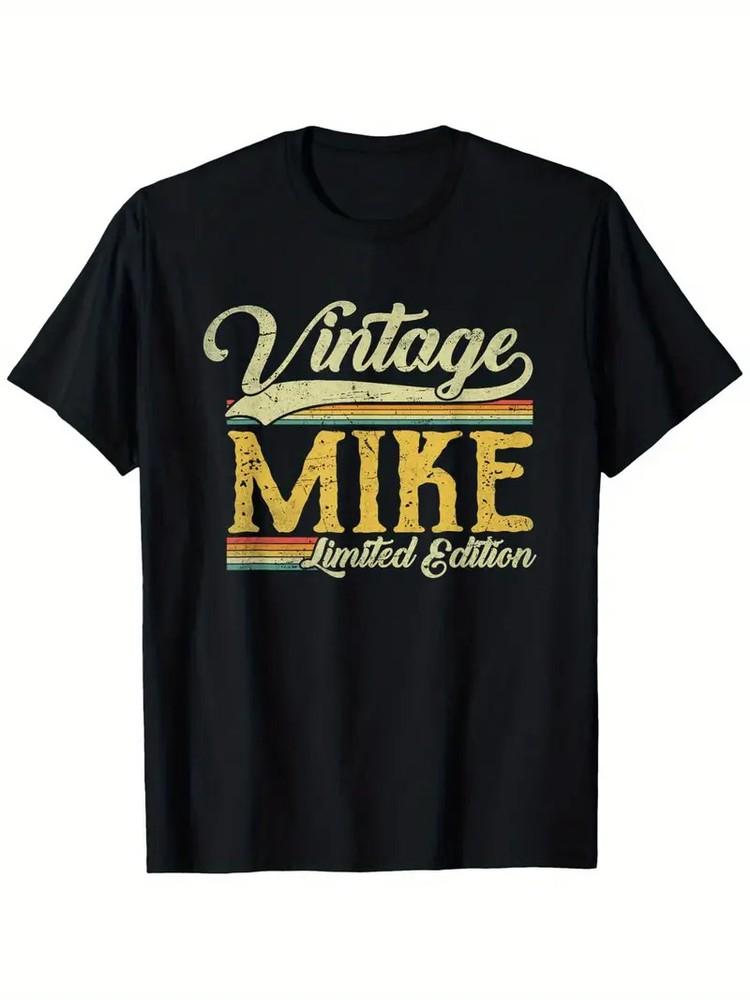 Vintage Mike Limited Edition T-ShirtMen039;s Casual Black Cotton Tee with Colorf Unisex T-Shirt XXXXL