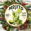 Vintage plechová cedule Mojito koktejl, kulatá, rustikální dekorace na stěnu