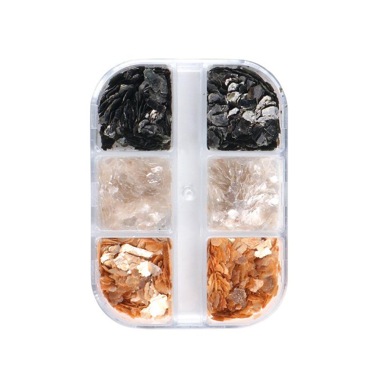 

6 Grids/box Irregular Nails Mica Paillette Natural Abalone Shell Fragment Slice Nail Art Glitter Manicure Decorations