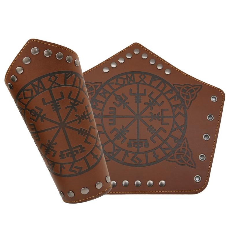 4 Pcs/Set PU Leather Waist Bag Arm Bracers Belt Medieval Renaissance Costume Set Halloween Accessories