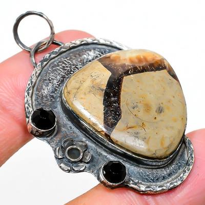 Natural Septerian Stone, Spinel Gemstone 925 Sterling Silver Pendant 2.17" D1p02