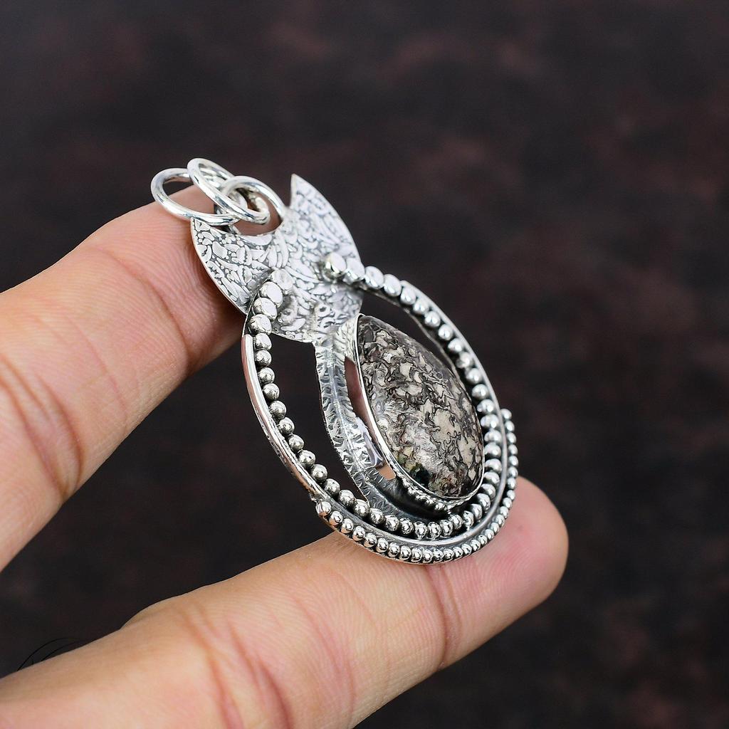 Dinosaur Bone Pendant Real Gemstone Pendant Decent Jewelry 925 Sterling Silver Pendant Handmade Birthstone Pendant Silver Jewelry For Gifts