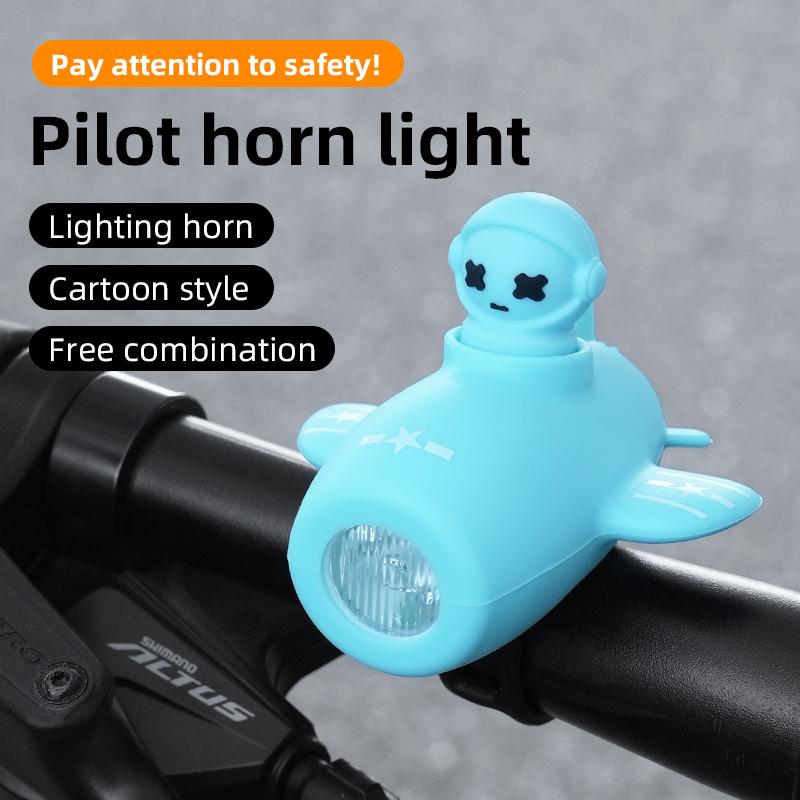 Small Cartoon Kids Bicycle Bell Light Bike Airplane Night Riding Multiple colors Children's Horn Light