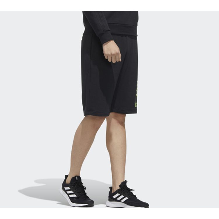 Adidas Neo Printed Slim-Fit Shorts Men Bottoms Black FP7299