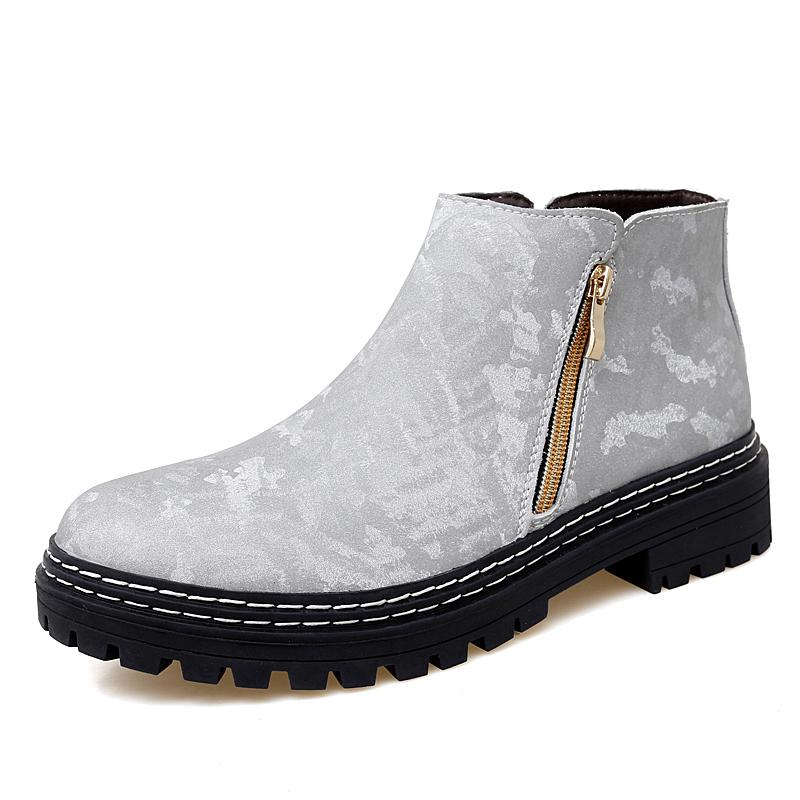 

WAERTA Мужские ботинки Осень Зима Высококачественные кожаные ботинки Мужские высокие ботинки на молнии Плюшевые меховые теплые зимние ботинки Обувь Большой размер 46 46 серебряный