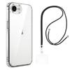 Pack Case and Lanyard for iPhone 17th - Transparent Soft TPU Protection Adjustable Universal Cord Black Phonillico®