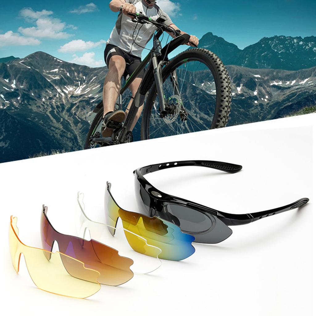 Sports Sunglasses with 4 Spare Lens Sports Cycling Driving Sun Glasses for Fishing Travelling