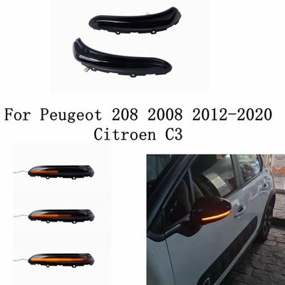 LED Dynamic Turn Signal Light For Peugeot 208 2008 2012- Citroen C3 2016- Flashing Indicator Sequential Blinker Lamp