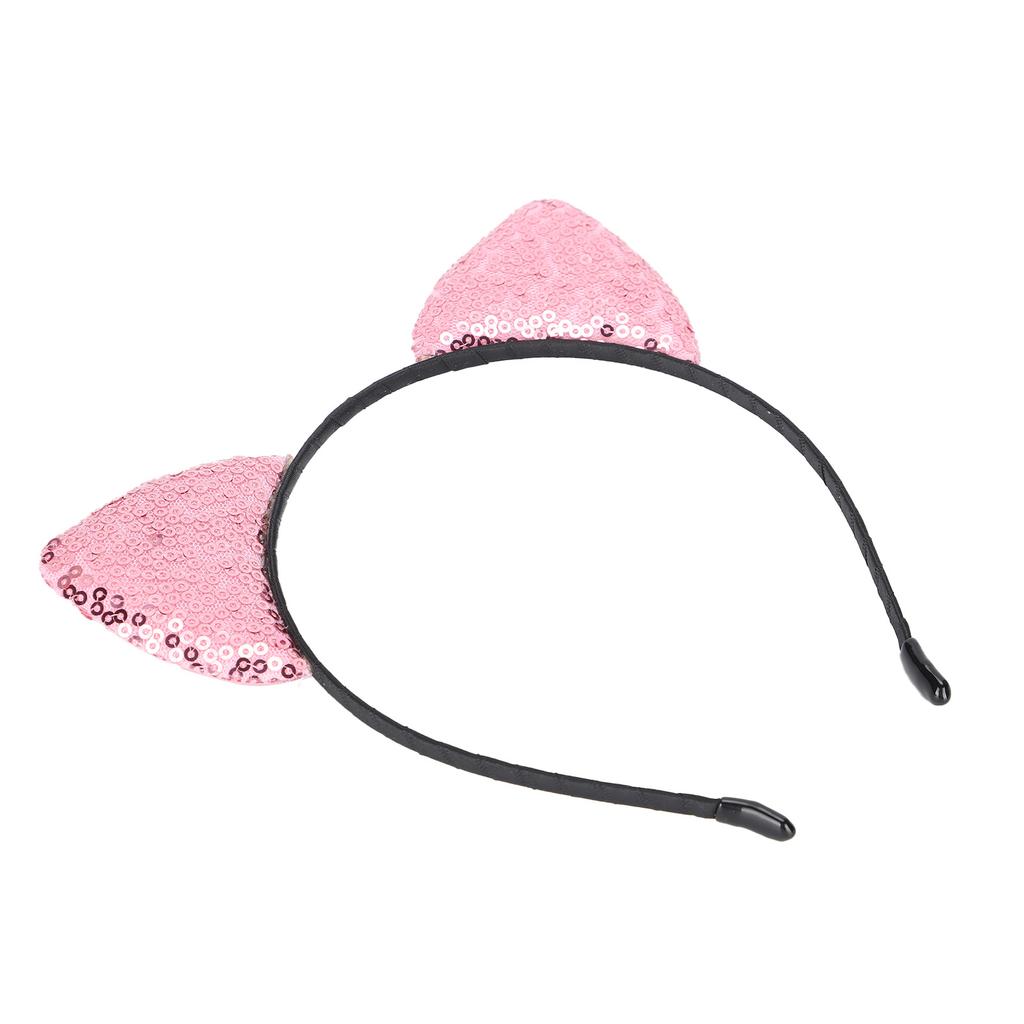 Reversible Sequin Cat Ears Headband Shiny Cat Ear Hair Hoops Women S Kitty Hair AccessoriesPink