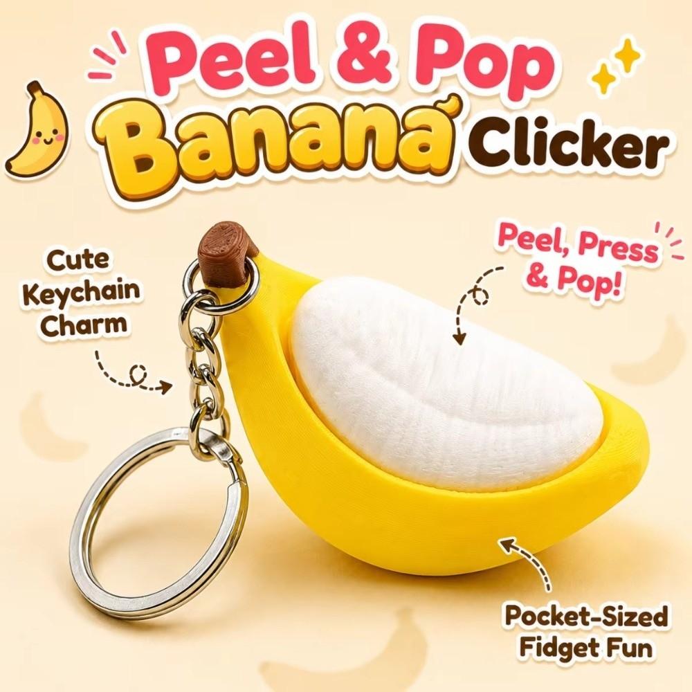 Eco-Friendly PLA Banana Fidget Keychain Novelty Shape Button Clicker Keychain Backpack Charm
