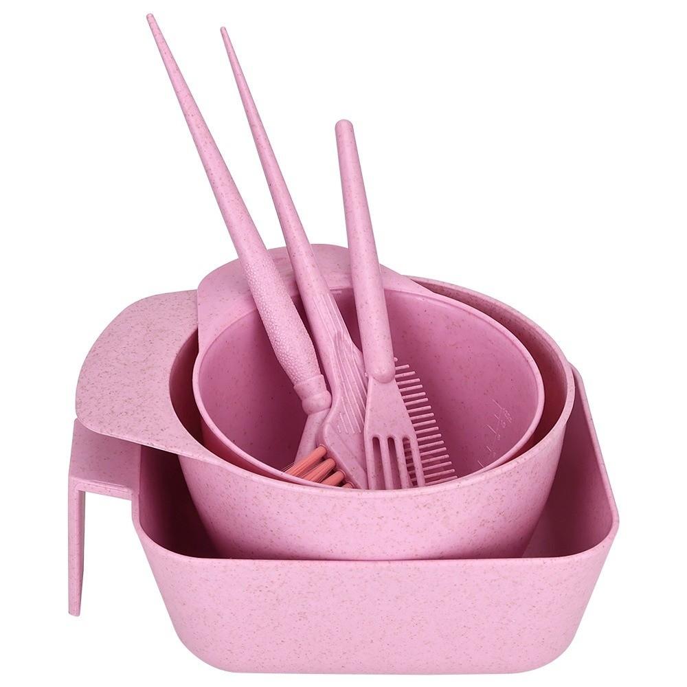 6Pcs Hairdressing Hair Dye Tools Set 4 Colors Mixing Bowl Brush Set Home