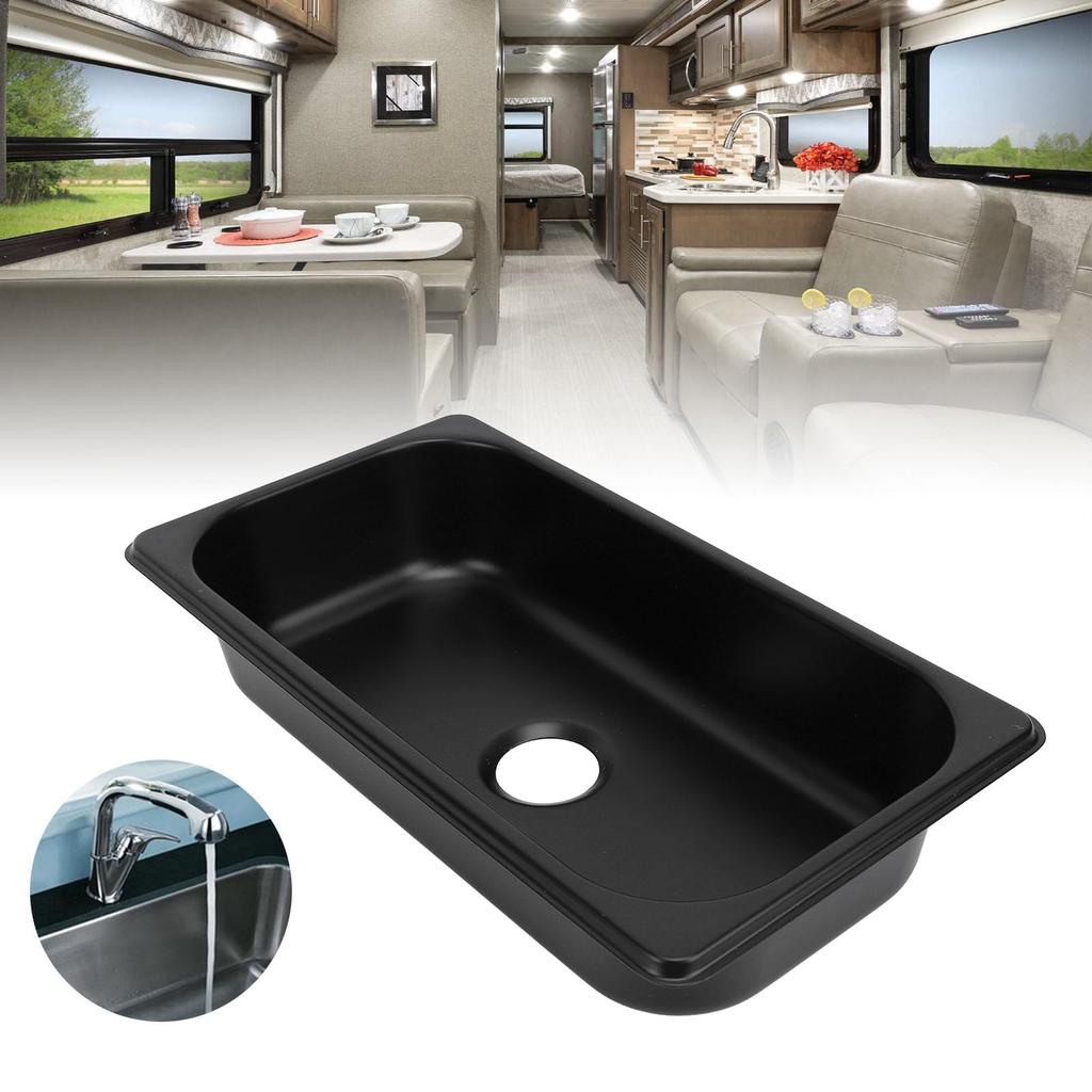 Camper Sink, Inlaid RV Sink, Heat-Resistant, Scratch-Resistant, Easy To Clean, Rust-Resistant, Yacht Sink, 40mm (Spray-Coated Black (GR-))
