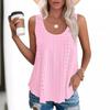 European & American Women's Summer Crew Neck Eyelet Sleeveless Tank Top T-Shirt