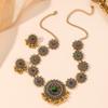 Retro Flower Chain Necklace Set for Women Crystal Tassel Earrings Necklace Bohemian Jewelry Accessories