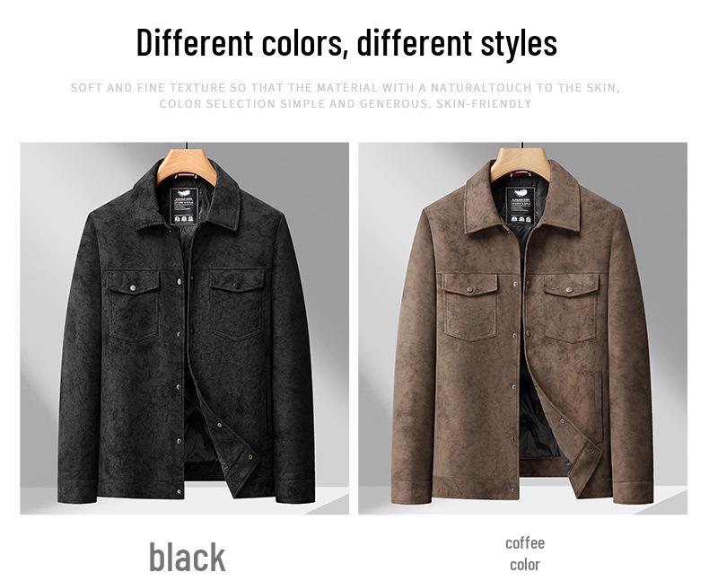 2025 Men's Plus Size Camouflage Leather Down Jacket with Lapel - Trendy Warm Winter Outerwear