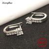 Luxury Shine Stamp 925 Sterling Silver Post Gold Plated Earrings Inlaid Boutique White Zircon Women Hook Drop Earrings Gift