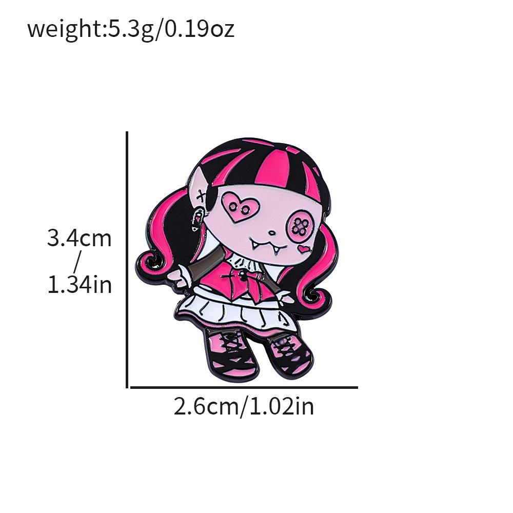 Европейский и американский мультяшный рыжий маленький девочка металлический значок ужас эльф двойная коса кукла моделирование сплав брошь