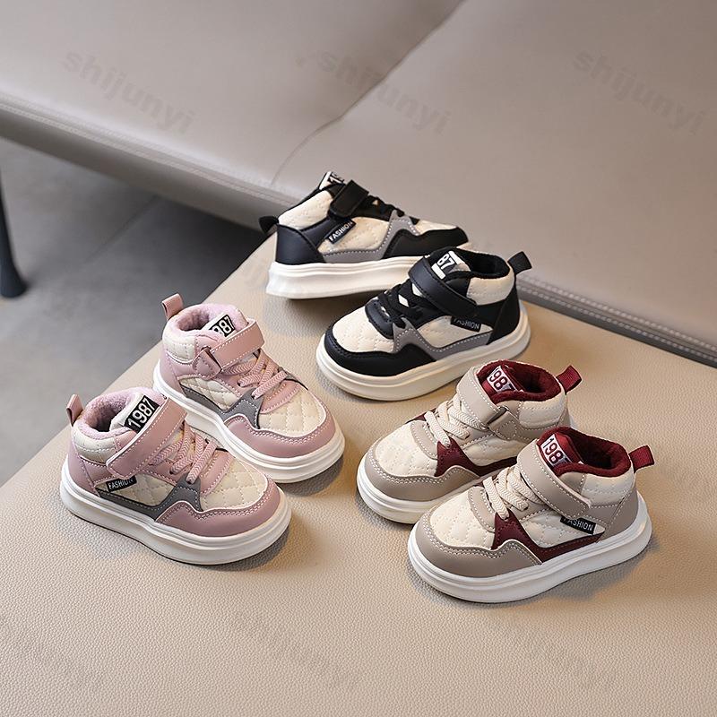 Boys Girls Casual Sports Shoes Winter Plush Warm Children's Board Shoes Lightweight Kids Boot Soft Soled Baby Toddler Shoes