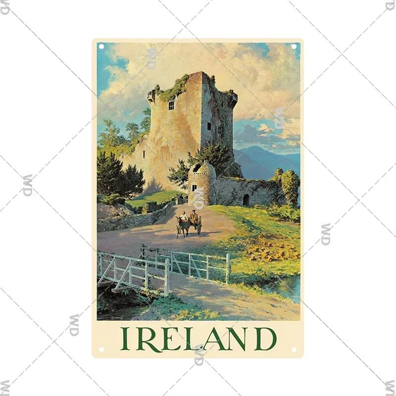 Irland Dublin Stadsvy Vintage Retro Metallplåt Skylt Dekorativ Tallrik för Hem Klubb Vägg Gåva