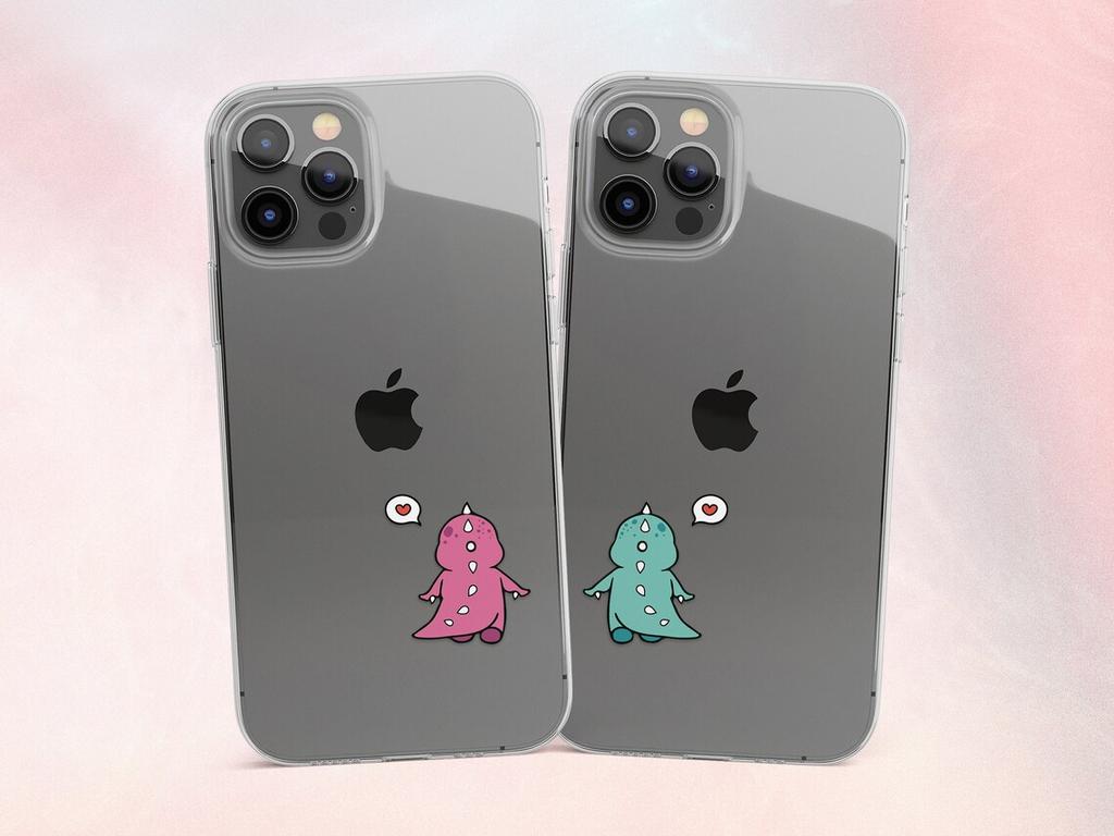 Cute Dino Clear Phone Case for iPhone 13 12 11 14 15 Pro Max Case Mini XR XS Max 7 8 Plus SE Case Silicone Tpu Dinosaur Cover