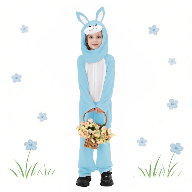 Osterhasen-Outfit für Kinder Weiches Polyester Ausführungskleidung Mit Halsaccessoire Für Bühnenauftritte Und Feiern