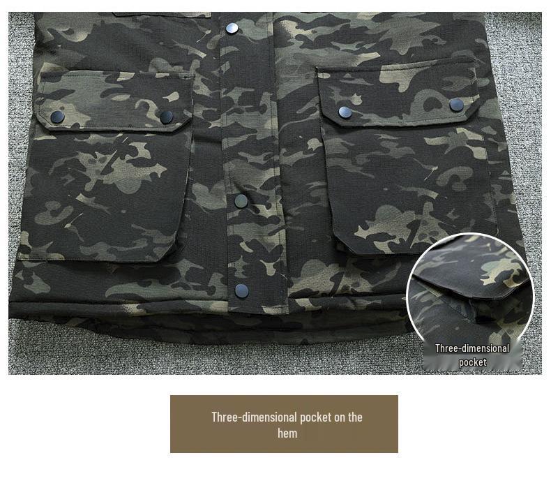 Men's Mid-Length Camouflage Cotton Jacket: Thick, Waterproof, Cold-Proof with Fleece Lining & Reflective Strips for Winter Workwear