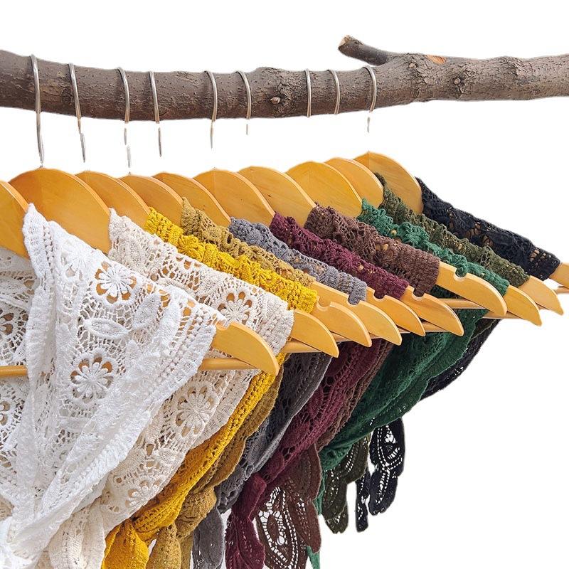 Uncinetto a mano Filo Donna Pizzo di Cotone Sciarpa Finta Collana Triangolare Shopping Ciclismo Spiaggia Golf Tempo Libero Decorazione