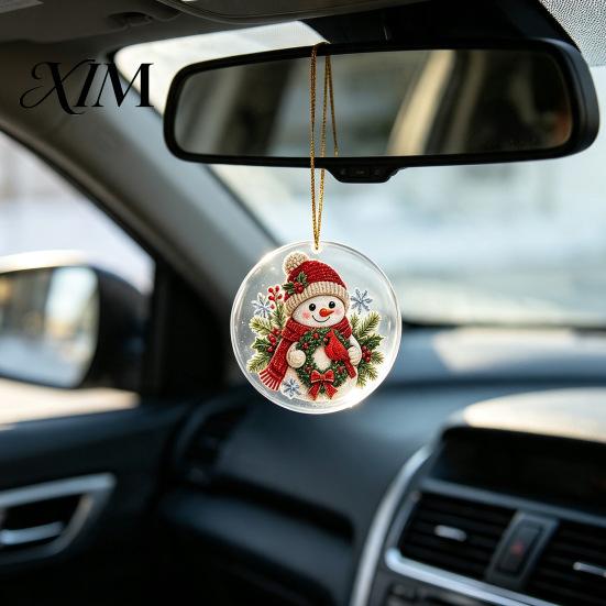 Acrylic Holiday Hanging Ornaments Christmas Ornament, Double Side Printed Santa Pendant for Tree Window, Indoor Outdoor 2D Flat Festive Decor