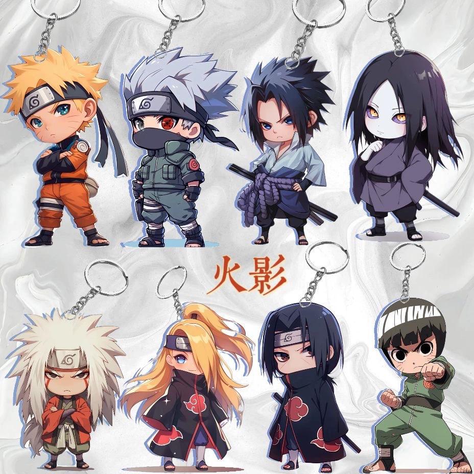 Anime Naruto Acrylic Keychain Accessaries Uzumaki Naruto Cartoon Keyring