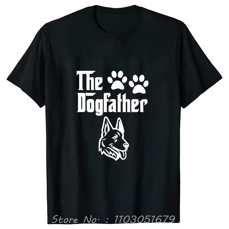 The Dogfather Funny Oversized Tshirt Dog Dad Mens Clothing German Shepherd Dad Male Fitness T Shirt Summer Cotton Tshirt