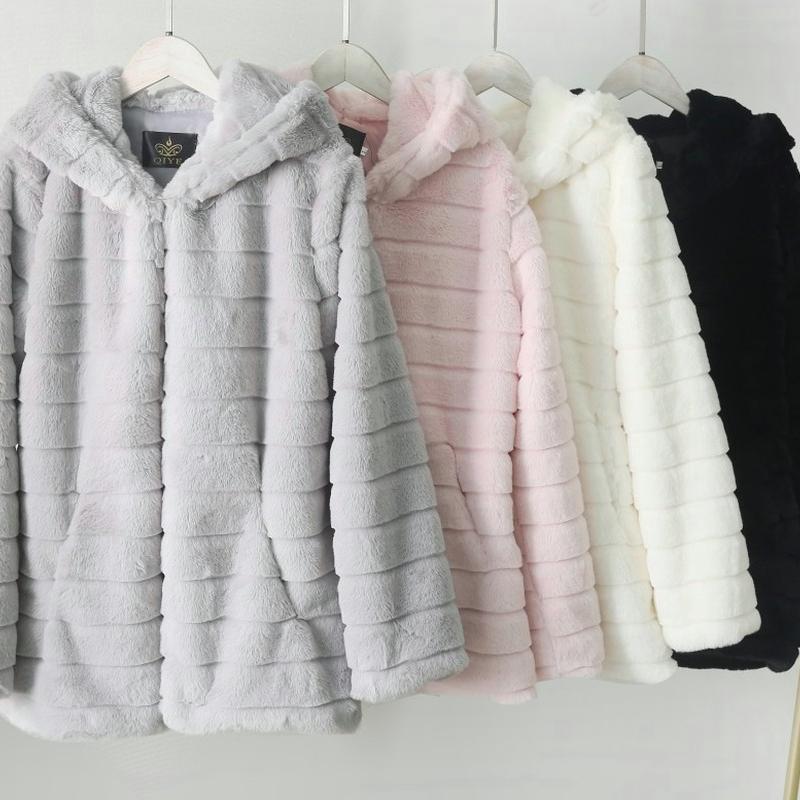 Zimowe damskie dorywczo z długim rękawem Solidne kardigany Fuzzy Fleece Outwear Faux Fur Hooded Kieszenie