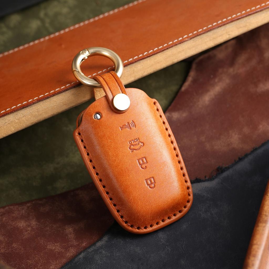 Suitable for Old Kia Leather Folding Cowhide Key Cover, Handmade High-end Car Key Case, Personalized Customization