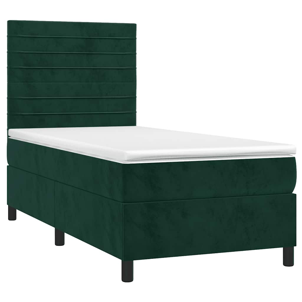 Vidaxl Letto Continentale Con Materasso E LED Verde Velluto 100X200Cm