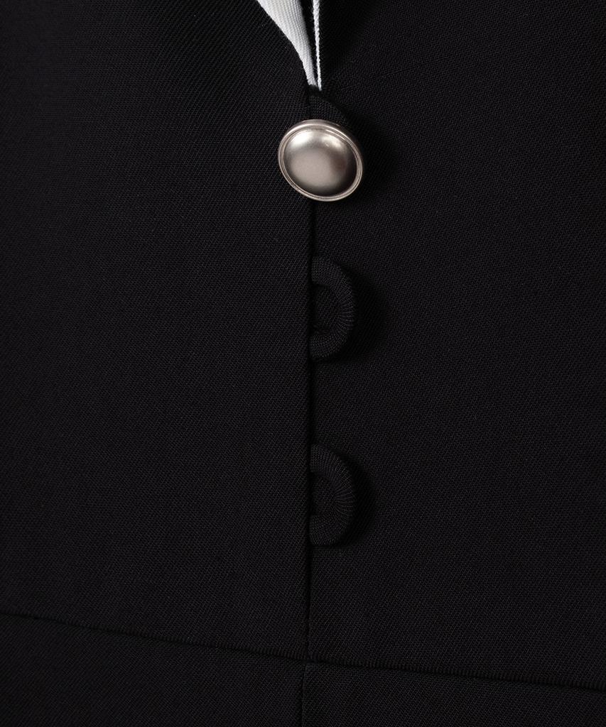 Obeodyupeulleeo Shawl Collar Long Dress_White/Black