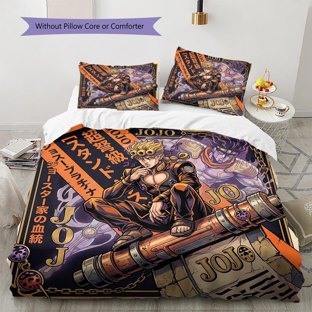 

JoJo s Bizarre Adventure Pillowcase & Duvet Cover Set for Home Decor Birthday Gift (1 * duvet cover + 2 * pillowcase, without core) 135x200cm