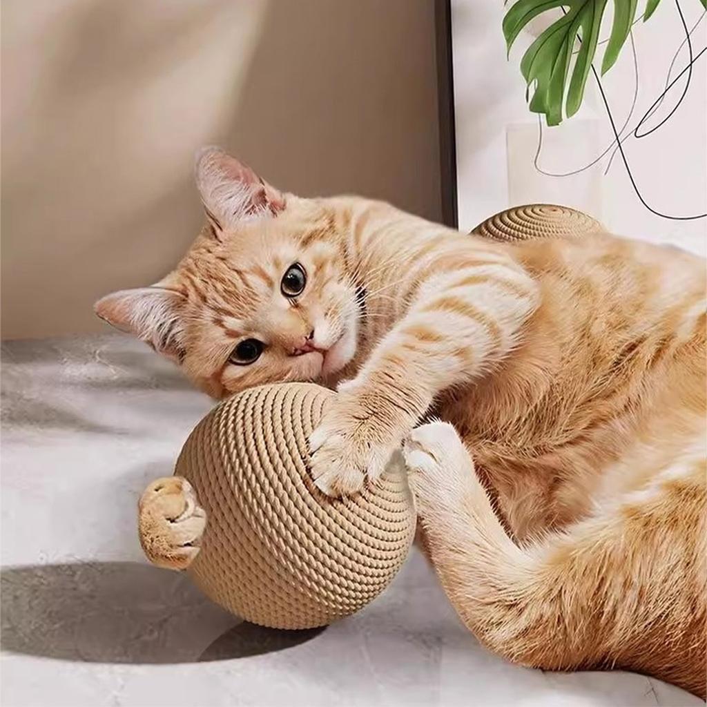 Extra Large Sisal Toy Ball for Chewing and Scratching, Interactive Boredom Toy for Indoor Cats