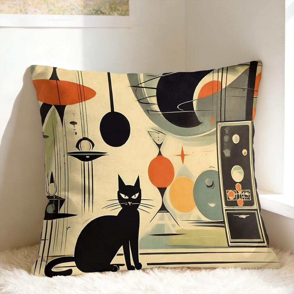 Black Cat Pillow Cover Soft Cushion Cover Cute Funny Pillow Case For Sofa Car Home Decor