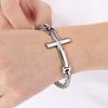 Bracciale a Croce per Uomini Adolescenti Catena a Maglie in Acciaio Inossidabile Braccialetto Larghezza 6MM Cristiano Religioso Gesù Confermazione Gioielli Regali