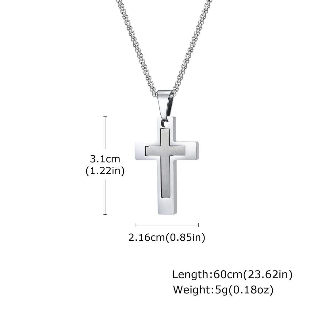 Cross Pendant Necklaces for Men Boys,Waterproof Stainless Steel Necklace,Christian Religious Faith Prayer Zircon Gift