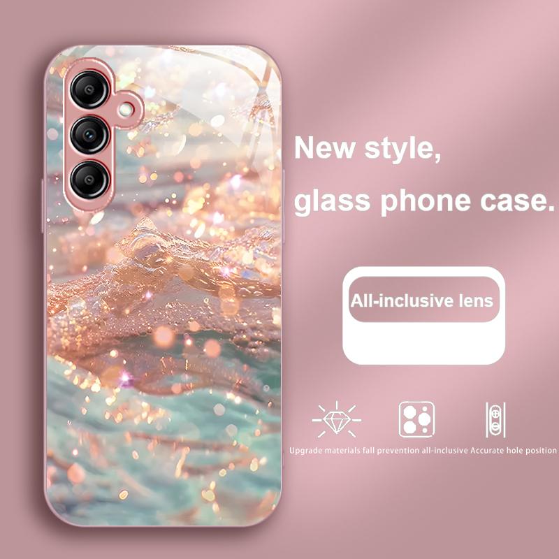 Flowing Gold Black For Samsung Galaxy A01 A02 A03 Core A04 A14 4G A13 54 34 31 20 25 23 22 5G S21 Ultra S20 Glass Phone Case