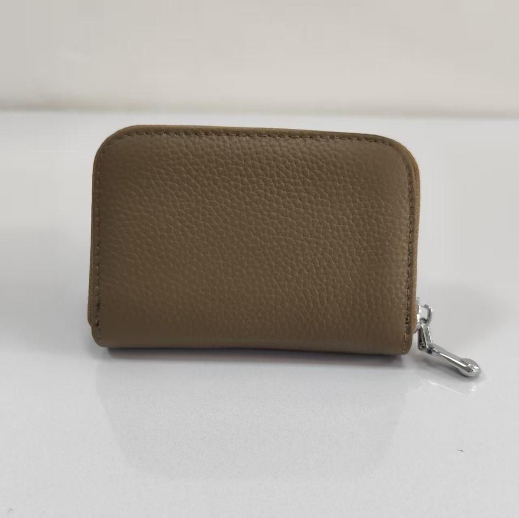 Best-Selling Women's Cowhide Zipper Accordion Card Holder with Multi-Card Slots