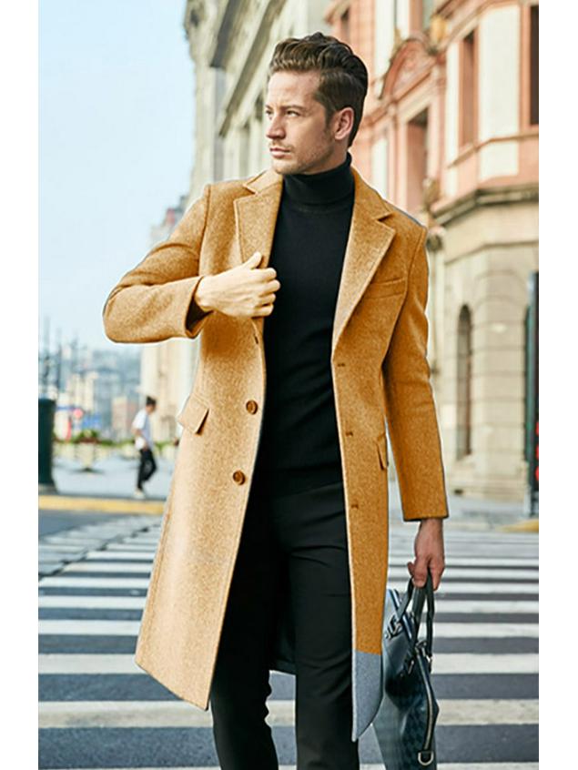 Herren Wollübermantel im britischen Stil mit langen Ärmeln - Herbst-/Winter-Trend