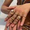 Ingemark 12Pcs/Set Creative Water Drop Wave Open Rings Women Trend 2026 Vintage Geometric Adjustable Finger Ring Daily Jewelry