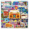 50 Cartoon Radio Graffiti Stickers: Retro Creative Decor for Phone, Water Bottle, Luggage