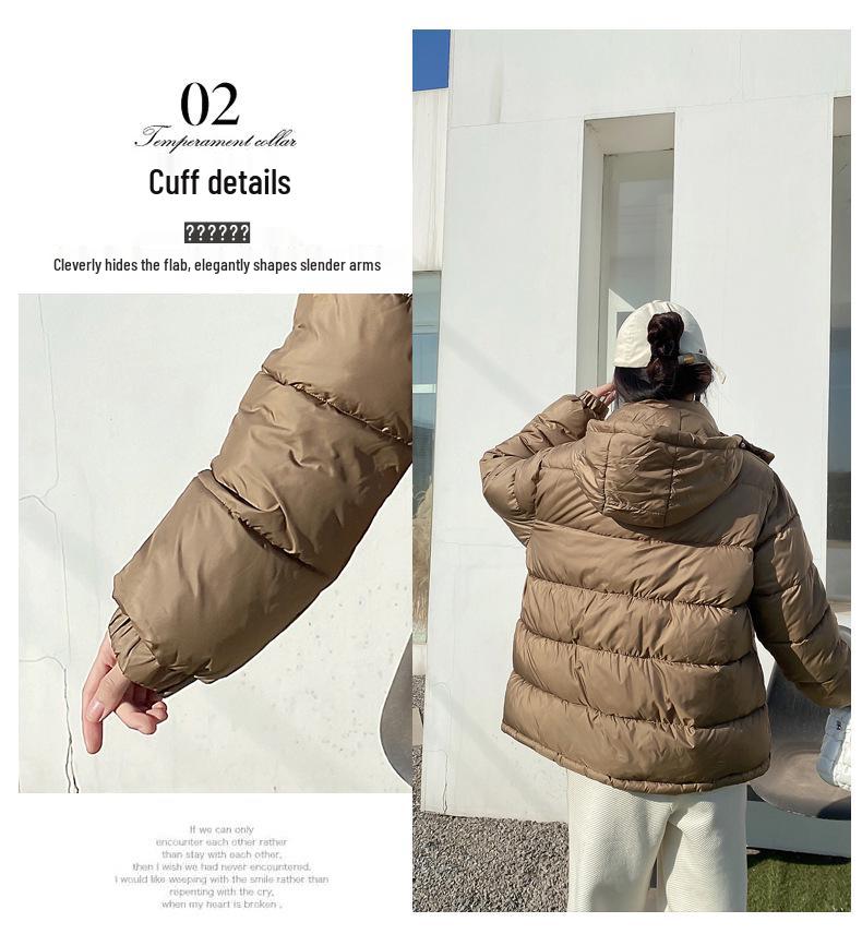 2023 Women's Autumn/Winter Korean-Style Hooded Down Cotton Coat - Small Size, Loose-Fit, Thick, Cotton-Padded Jacket