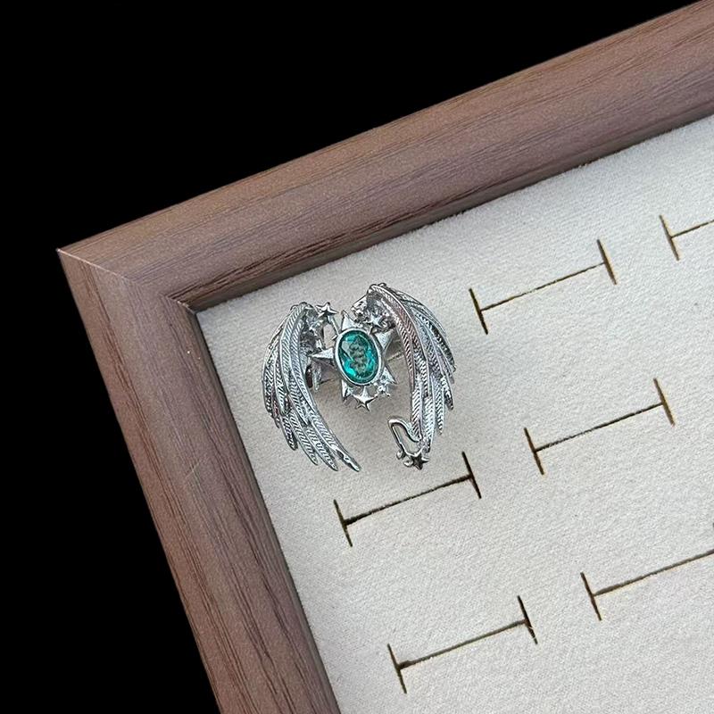 

[HF][HS]1Pc Vintage Exquisite Personality Unique Wings Open Ring For Women Jewelry Accessries Gifts