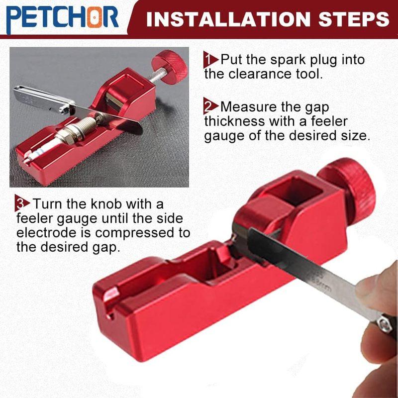 Universal Spark Plug Gap Tool with Feeler Gauge Spark Plug Gapping Gapper Kit for Most 10/12/14/16mm Spark Plugs Red