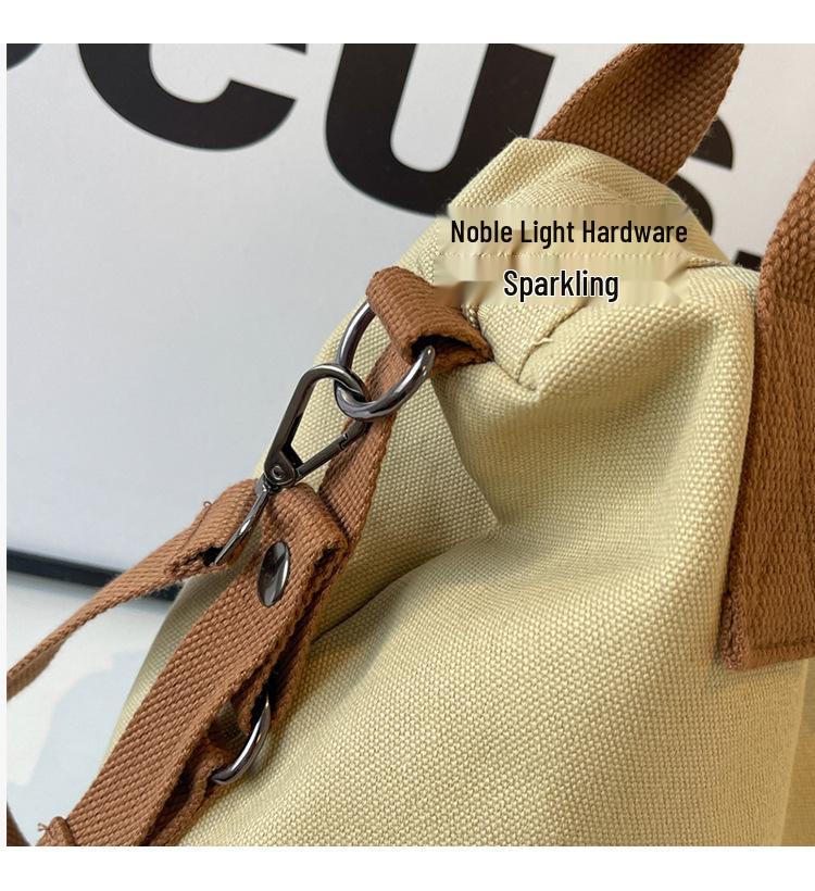 Large Capacity Retro Canvas Tote Bag: Simple, Fashionable Shoulder and Crossbody Bag for Women and Girls